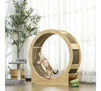 PawHut Cat Wheel with Brake, Scratching Pads PawHut Natural One Size