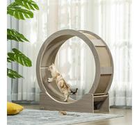 PawHut Cat Wheel with Brake, Scratching Pads - Walnut Brown - Walnut brown - Multi-layered Board - 1