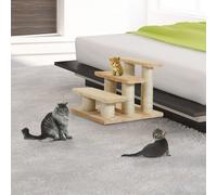 PawHut Cats 3-Tier Particle Board Stair Scratch Tree Beige