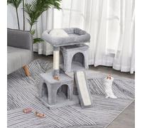 PawHut Cats 3-Tier Sisal Rope Leisure Tree Light Grey