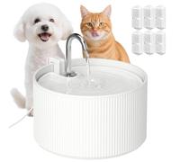 PawHut Ceramic Cat Water Fountain for Drinking, 2.2L Pet Water Fountain | Pet Drinking Dispenser with Ultra-Quiet Pump, 4-Layer Filtration, Tap, for Cats and Dogs, Hygienic & Easy Clean, White