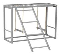 PawHut Chicken Activity Play, Chicken Coop Accessory, 3-4 Chickens, Grey | Swing Set, Wooden, Multiple Chicken Perches, Hen Ladder