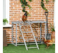 PawHut Chicken Activity Play Set with Swing, Wooden Coop Accessory with Multiple Perches & Hen Ladder for 3-4 Chickens, Grey