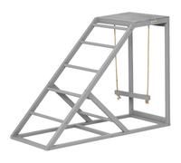 PawHut Chicken Activity Play Set Swing Climbing Frame Grey | Platform for 2 Chickens, Chicken Coop Toy with Ladder, Hens