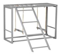 PawHut Chicken Activity Play with Swing Set, Wooden Chicken Coop Accessory with Multiple Chicken Perches & Hen Ladder for 3-4 Chickens, Grey Grey