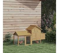 Pawhut Chicken Coop Hen Cage Small Animal Hutch Nesting Box Outdoor Run Natural