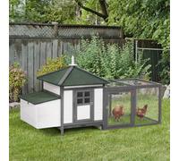 Pawhut Chicken Coop Hen Poultry House W/ Nesting Box Outdoor Run Patio Wooden