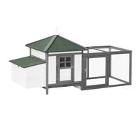 PawHut Chicken Coop with Chicken Run, Outdoor Hen House Poultry Cage with Nesting Box, Openable Top, 196 x 76 x 97cm, Grey
