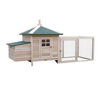 PawHut Chicken Coop with Chicken Run, Outdoor Hen House Poultry Cage with Nesting Box, Openable Top, 196 x 76 x 97cm, Natural