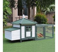 Pawhut Chicken Coop Hen Poultry House W/ Nesting Box, Wooden Outdoor Run
