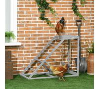 PawHut Chicken Activity Play Set with Swing, Chicken Coop Toy with Ladder, Platform for 2 Chickens, Hens, Grey