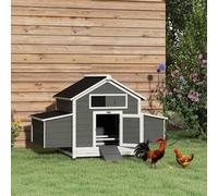 Pawhut Chicken Coop With Nesting Box, Openable Top, Pull-Out Tray, Grey