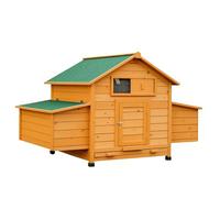 PawHut Chicken Coop, Wooden Outdoor Hen House Poultry Cage with Nesting Box, Openable Waterproof Top, Pull-Out Tray, 150 x 100 x 97cm, Yellow
