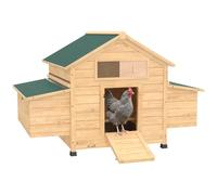 PawHut Chicken Coop Wooden Outdoor with Nesting Box 150 x 100 x 97cm Yellow