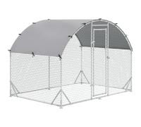 PawHut Chicken Run Coop, Galvanized Walk In Chicken House, Hen Poultry House Cage, Rabbit Hutch Playpen w/ Water-Resist Cover Outdoor, 2.8 x 1.9 x 2m