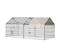 PawHut Chicken Run Coop with Cover, Outdoor Poultry Shade Cage, Beige