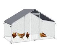 PawHut Chicken Run Galvanised Heavy Duty Walk-in Chicken Coop 3x1.7x1.9m | Hen Poultry House Cage, Rabbit Hutch, Duck Coop, Pet Playpen Garden with Waterproof Cover