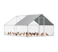 PawHut Chicken Run Galvanised Walk-in Chicken Coop Hen Poultry House Cage Rabbit Hutch Pet Playpen Garden w/Water-Resist Cover, 3 x 4 x 2m