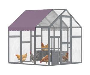 PawHut Chicken Run, Large Wooden Walk In Chicken Coop with Waterproof Cover, Split Door, 2 Nesting Boxes, 2 Roosting Bars, Poultry Hen Cage for 6-8 Chickens, Ducks, Geese, Rabbits, 1.7 x 1.8 x 1.8 m