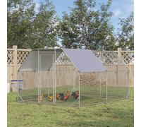 Pawhut Chicken Run W/ Roof, Walk In Chicken Coop For 10-12 Chickens, Hen House