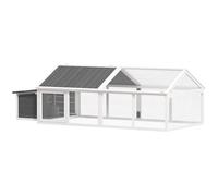 PawHut Chicken Run Wooden Chicken Coop Nesting Box for 4-8 Poultry White