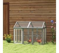 Pawhut Chicken Run, Wooden Chicken Coop W/ Combinable Design - Grey
