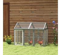 PawHut Chicken Run, Wooden Chicken Coop w/ Combinable Design - Grey, Grey