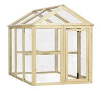 PawHut Large Chicken Run Pet Playpen Combinable Design Natural Wood Finish | Wooden Chicken Coop
