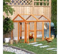 Pawhut Chicken Run, Wooden Chicken Coop W/ Combinable Design In Orange Orange