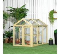 PawHut Chicken Run, Wooden Chicken Coop w/ Combinable Design-Natural Wood Finish