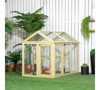 PawHut Chicken Run, Wooden Chicken Coop w/ Combinable Design-Natural Wood Finish