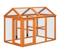 PawHut Chicken Run, Wooden Chicken Coop w/ Combinable Design - Orange