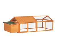 PawHut Chicken Run, Wooden Chicken Coop with Nesting Box, Openable Roof for 4-8 Chickens, Rabbits, Ducks, for Garden - Orange