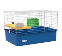 PawHut Chinchillas Small Rabbit Guinea Pig Small Animal Cage, Pet Playhouse, with Platform, Ramp, 71 x 46 x 47cm, Blue Aosom UK
