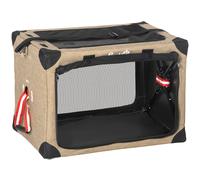PawHut Collapsible Dog Crate Foldable Pet Carrier Portable Cat Carrier Pet Travel Bag w/ Mat for Cats Small Dog 65 x 45 x 45 cm