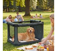 Pawhut Collapsible Dog Crate Portable Pet Travel Carrier 90 X 64 X 64 Cm