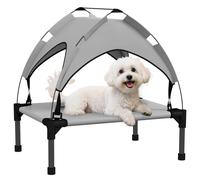 PawHut Cooling Raised Dog Bed, Elevated Pet Bed with Breathable Mesh, UV Protection Canopy, Foot Pads, for Indoor Outdoor, Mini, Small Dog,
