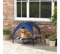 PawHut Cooling Raised Dog Bed w/ Breathable Mesh, for M, L Dogs - Dark Blue