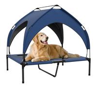 PawHut Cooling Raised Dog Bed w/ Breathable Mesh, for M, L Dogs - Dark Blue
