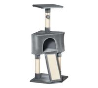 PawHut Corner Cat Tree for Indoor Cats, Kitten Tower with Scratching Post House Ladder Toy - Beige Grey