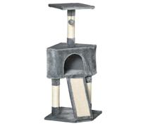 PawHut Corner Cat Tree Tower for Indoor Cats with Scratching Post - Condo - Grey | TJ Hughes