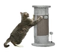 PawHut Corner Wall Cat Scratching Post, 58cm Claw Scratcher with Plush Cover & Sisal Rope, Play Toy Balls, Grey Aosom UK
