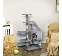 PawHut Cat Tree Kitten Scratching Post Scratch Scratcher Climb Activity Center Play House Pet Furniture 125cm (Grey)