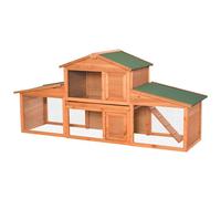 Pawhut Rabbit Hutch, Guinea Pig Hutch Outdoor Wooden House W/ Run, Green