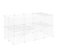 PawHut DIY 36 Panel Pet Playpen Metal Wire Fence for Chinchilla, Hedgehog, Bunny, Indoor, Outdoor Use, White