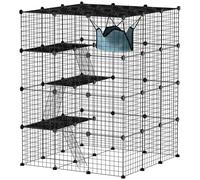 PawHut Cat Cage Indoor, DIY 4 Tier Wire Cat Enclosure with Hammock, Ramps, Doors, Jumping Platforms, Detachable Catio Indoor for 1-3 Cats, 105 x 105 x 140 cm, Black