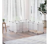 Pawhut Diy Pet Playpen, 18 Panels Metal Small Animal Cage, For Guinea Pigs In White White