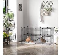 PawHut DIY Pet Playpen Metal Wire for Rabbit 36 Panel Black