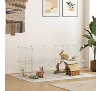 Pawhut Diy Pet Playpen 36 Panel For Rabbit Chinchilla Hedgehog In White White
