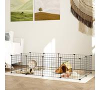 Pawhut Diy Pet Playpen Metal Wire Fence 12-Panel Guinea Pig Small Animals In Black Black